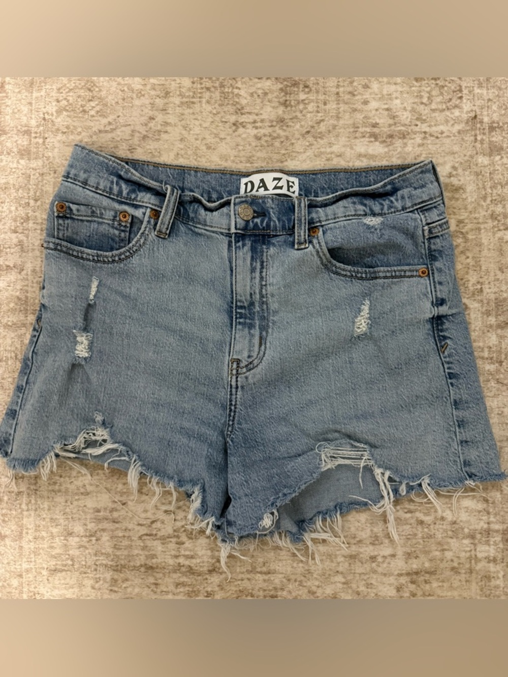 DAZE Light Blue Distressed Denim Jean Shorts